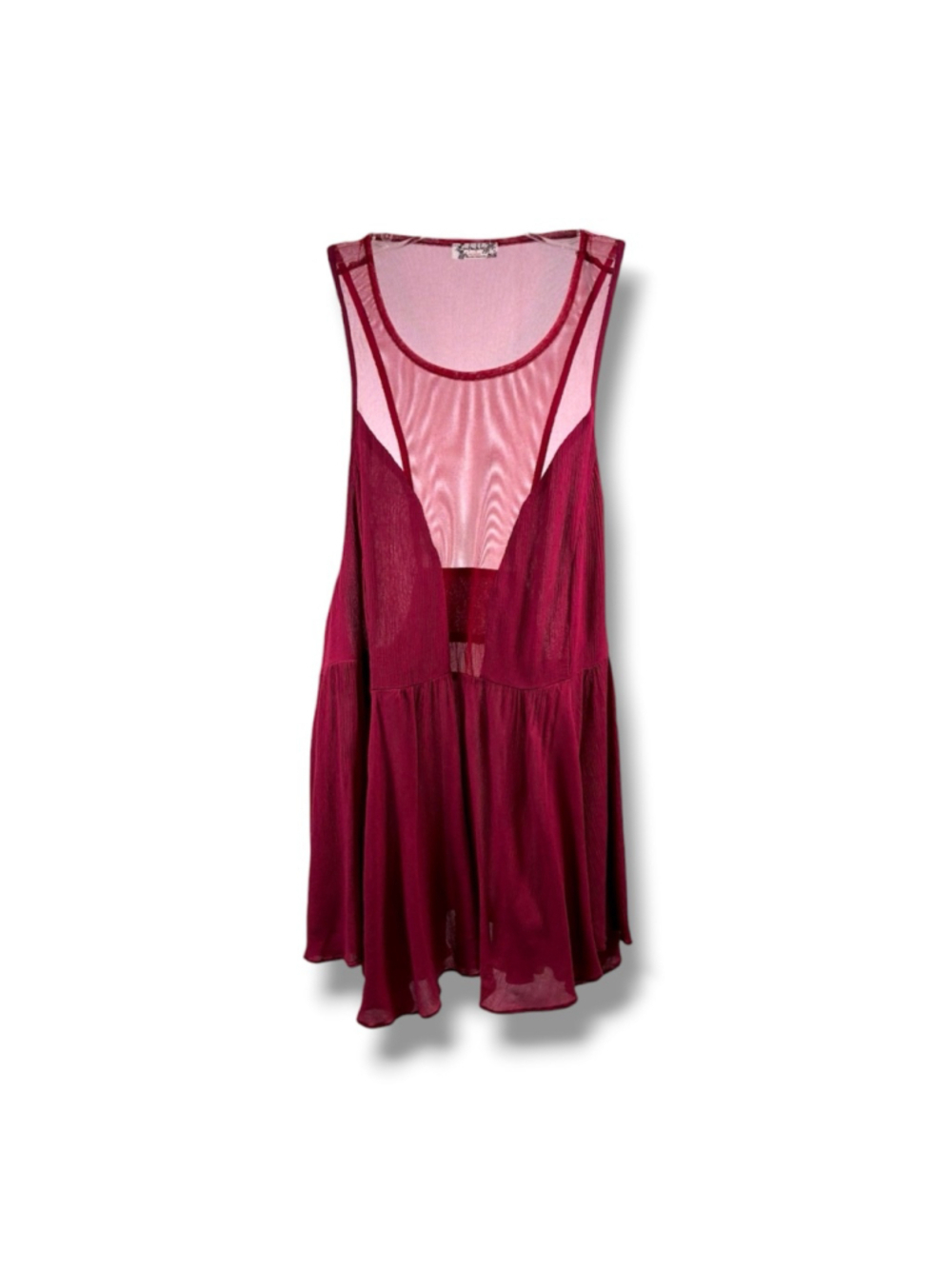 Intimately Free People Marble Sheer Racerback Peplum Blouse in Red Size XS